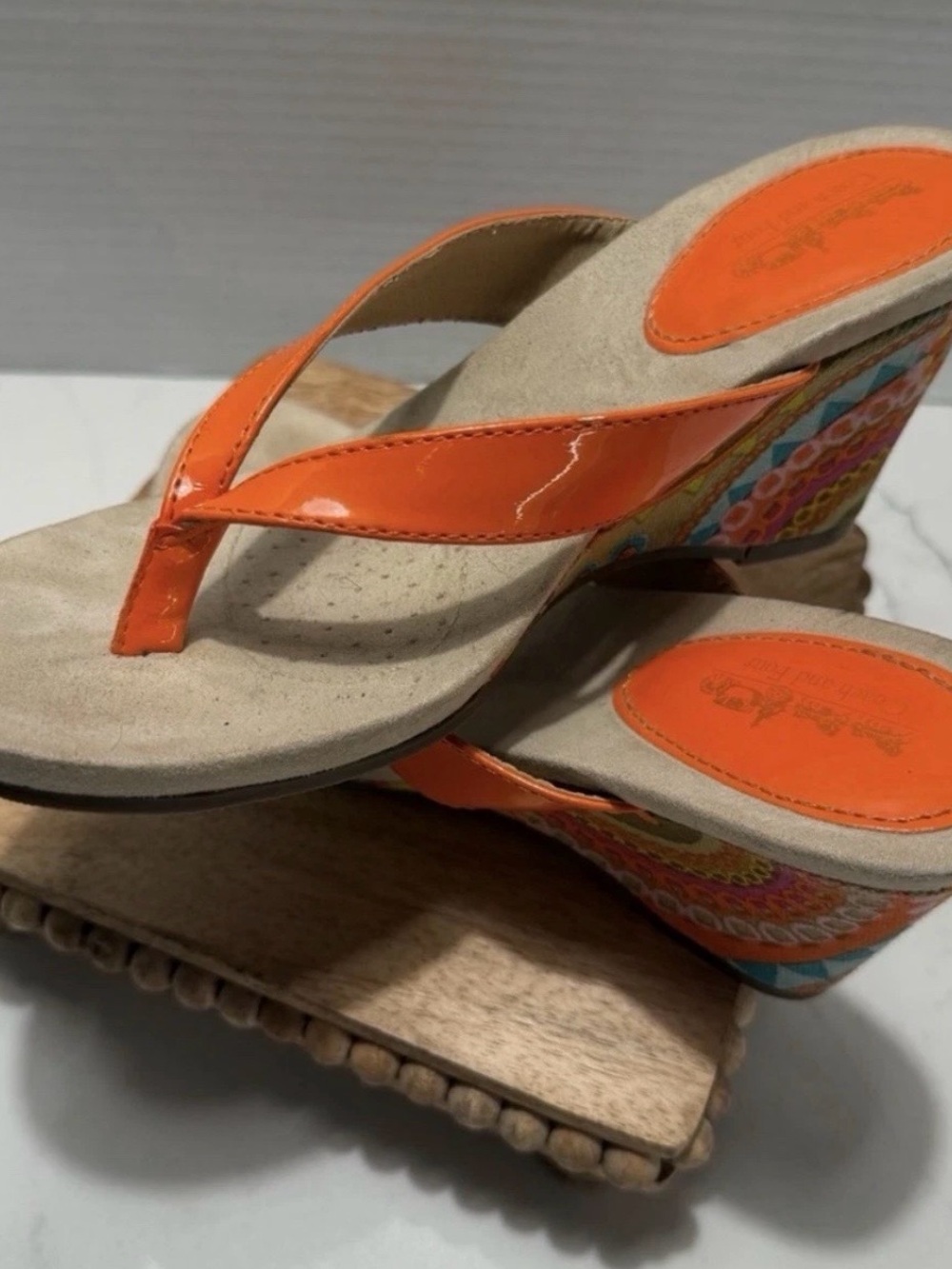 Coach and Four Vibrant Orange Sandals Boho  Hippie Summer Festival Size 6
